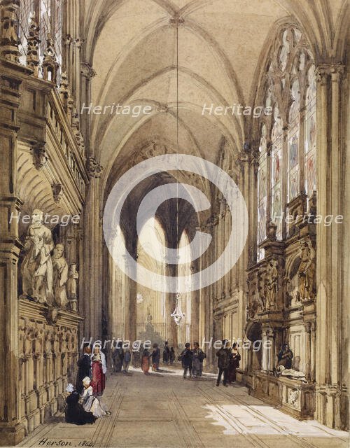 Interior of a Gothic Church, 1864. Creator: Émile-Antoine-François Herson.