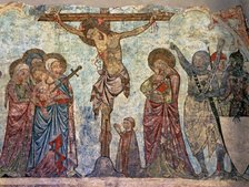  'Calvary', c. 1330 - 1350, wall Painting in the chapel of St. Thomas of the Old Cathedral of Lle…