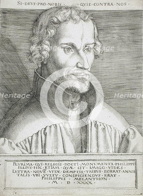 Portrait of Philip Melancthon, 1540. Creator: Heinrich Aldegrever.