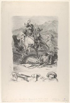 Combat of the Giaour and the Pasha, 1827., 1827. Creator: Eugene Delacroix.