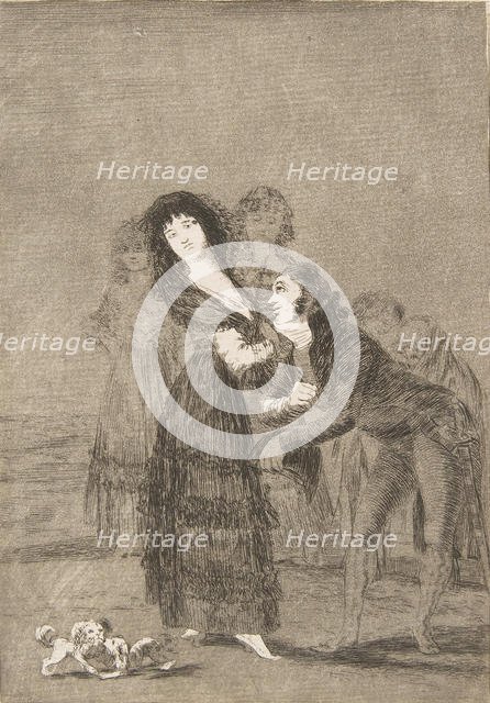 Plate 27 from 'Los Caprichos':Which of them is the more overcome? (Quien mas rendido?), 1799. Creator: Francisco Goya.