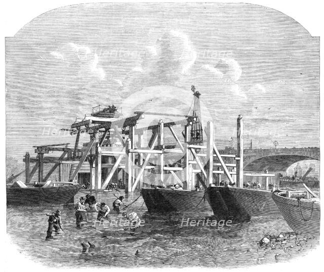 Commencement of the Thames Embankment works near Westminster Bridge, 1864. Creator: Unknown.