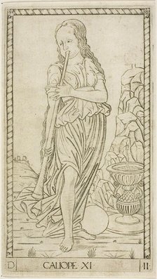 Calliope, plate eleven from Apollo and the Muses, c.1465. Creator: Unknown.