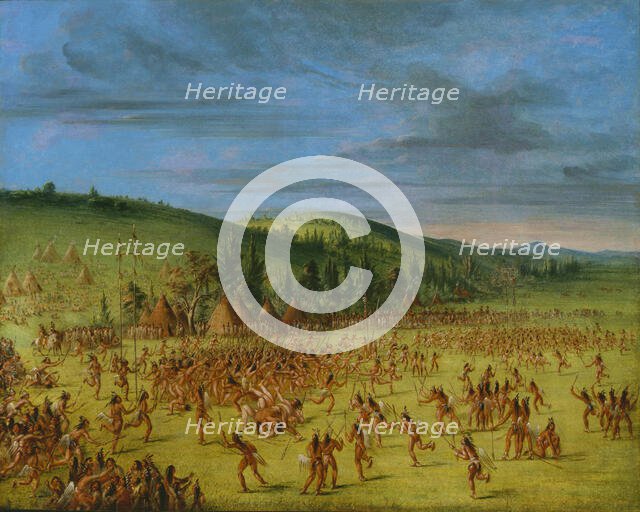 Ball-play of the Choctaw--Ball Up, 1846-1850. Creator: George Catlin.