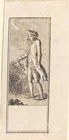 Young Man with Cane, 1784. Creator: Daniel Nikolaus Chodowiecki.
