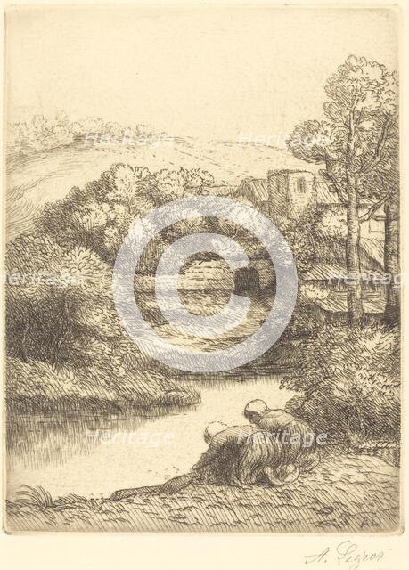 Wash-house, called "The Washerwomen" (Le lavoir, dite "Les Laveuses"). Creator: Alphonse Legros.