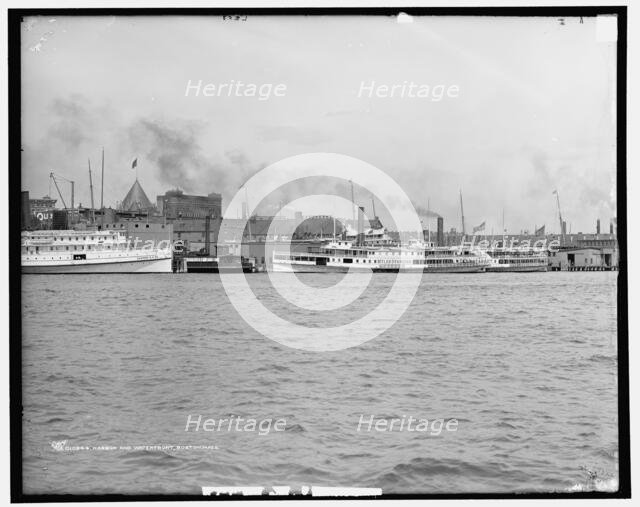 Harbor and waterfront, Boston, Mass., between 1901 and 1906. Creator: Unknown.