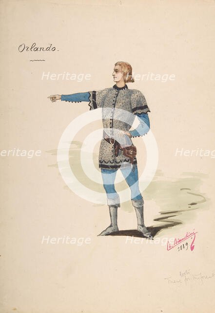 Costume Design for "Orlando", 1889. Creator: Charles Bianchini.