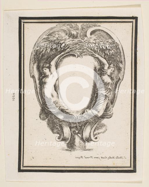 Cartouche with Duck and Nymphs, 1647. Creator: Stefano della Bella.