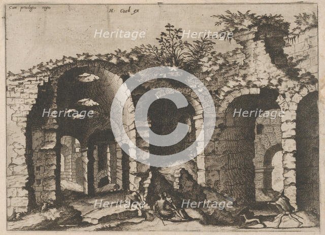 Ruins with Arched Vaults, from the series Roman Ruins and Buildings, 1562. Creators: Johannes van Doetecum I, Lucas van Doetecum.