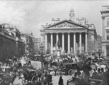 'A Busy Corner - The Royal Exchange and Bank of England', 1909. Creator: Francis Frith & Co.