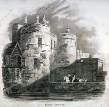 South view of the Tower of London with figures on horseback, c1810. Artist: Robert Sands
