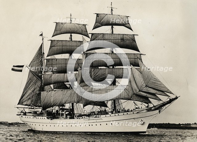 Gorch Fock for the first time under full sail, 1933. Artist: Unknown.