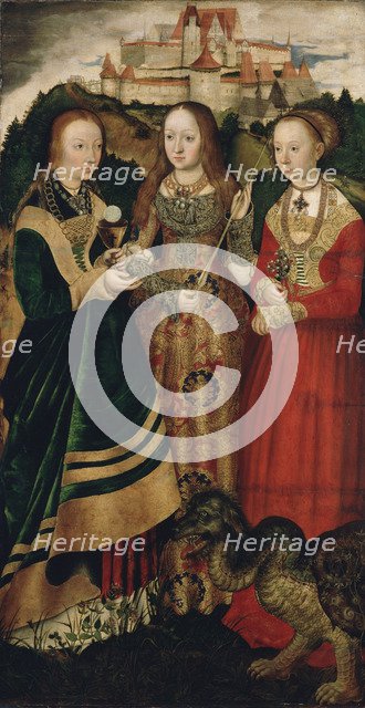 Altarpiece with the Martyrdom of Saint Catharine, right wing: The Saint Barbara, Ursula and Margaret Artist: Cranach, Lucas, the Elder (1472-1553)