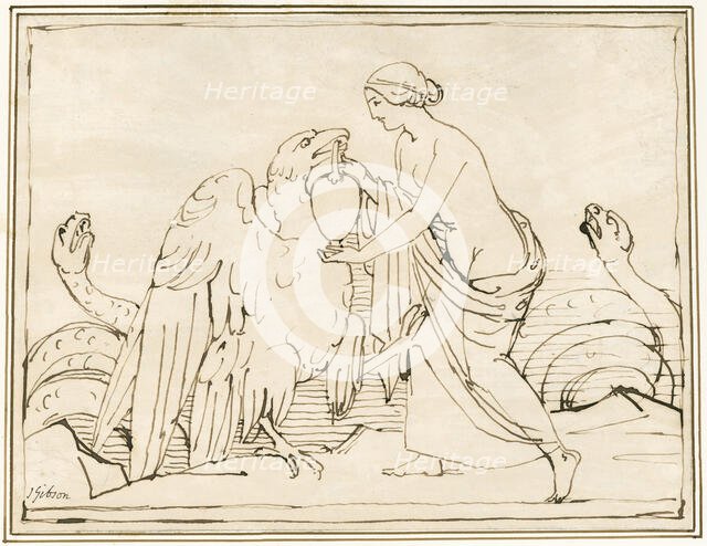 Psyche and the Eagle; Psyche and Zeus, 1843. Creator: John Gibson.