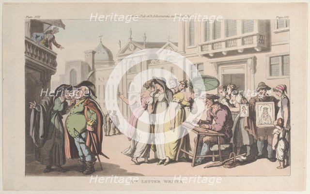 The Letter Writer, from "Naples and the Campagna Felice: in a Series of Letters Ad..., June 1, 1815. Creator: Thomas Rowlandson.