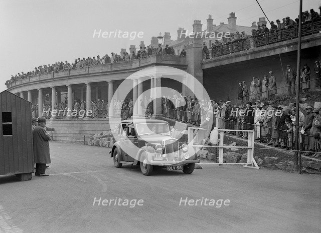 Wolseley of J Malkin competing in the Blackpool Rally, 1936. Artist: Bill Brunell.