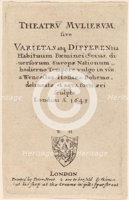 Theatrum mulierum: Title Page, 1643. Creator: Wenceslaus Hollar.