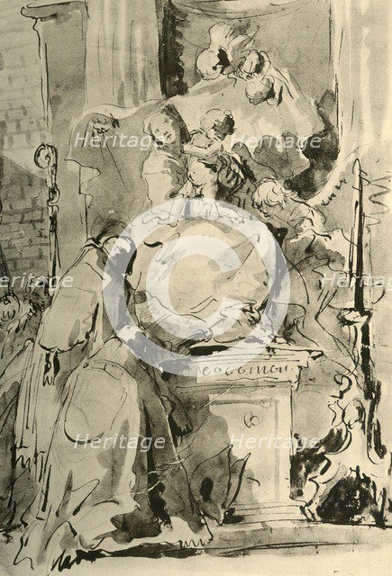 'Madonna enthroned and two Bishops', mid 18th century, (1928). Artist: Giovanni Battista Tiepolo.