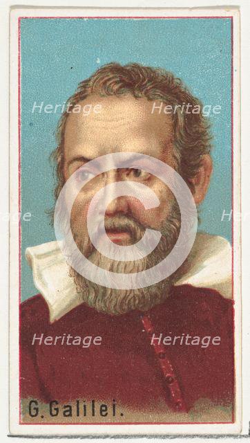 Galileo Galilei, printer's sample for the World's Inventors souvenir album (A25) for Allen..., 1888. Creator: Allen & Ginter.