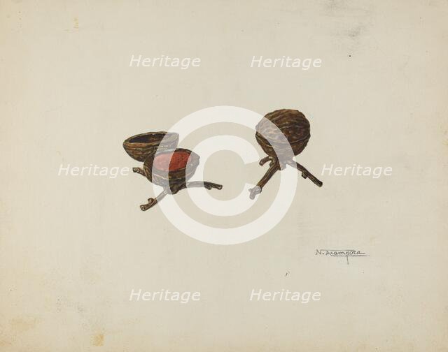 Pair of Pin Cushions, c. 1939. Creator: Nicholas Acampora.