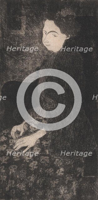 Femme assise avec chapeau à plumes (Seated Woman with Feathered Hat), about 1893. Creator: Armand Seguin.