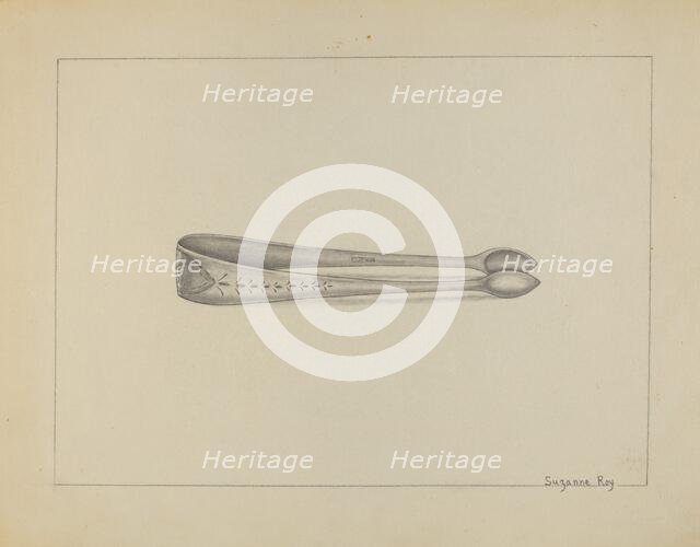 Silver Sugar Tongs, c. 1936. Creator: Suzanne Roy.