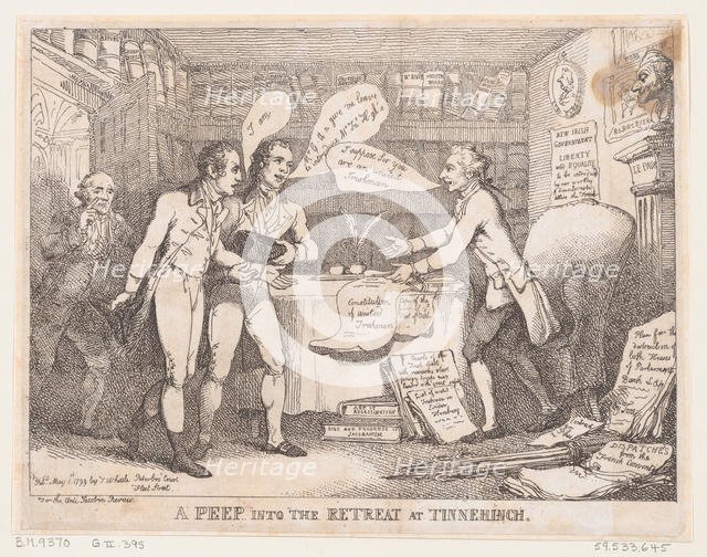 A Peep into the Retreat at Tinnechurch (United Irish), May 1, 1799., May 1, 1799. Creator: Thomas Rowlandson.