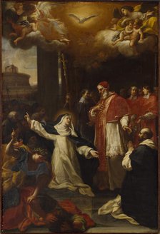 Saint Catherine Imploring Pope Gregory XI to Return from Avignon to Rome. Creator: Benefial, Marco (1684-1764).