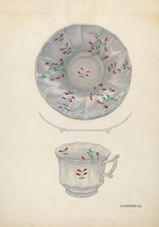 Cup and Saucer, c. 1937. Creator: Irene M. Burge.