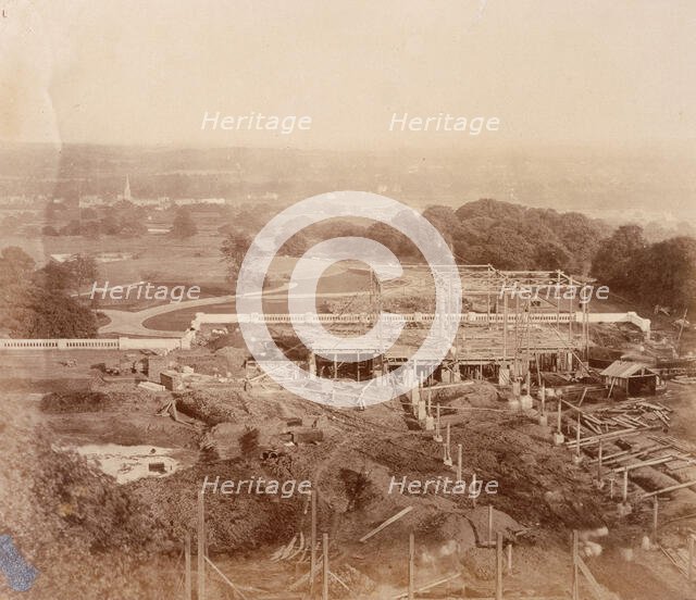 'The South Wing - seen from the Palace', Crystal Palace, Sydenham, 1852-1854. Creator: Philip Henry Delamotte.