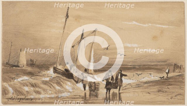 Sea-coast with Fishermen, 1843. Creator: Aivazovsky, Ivan Konstantinovich (1817-1900).