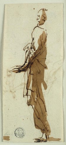 Standing Draped Figure in Profile (recto), n.d. Creator: Salvator Rosa.