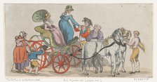 Ladies Getting Out of a Carriage (from Plate 16, Outlines of Figures, Landscapes a..., June 1, 1790. Creator: Thomas Rowlandson.