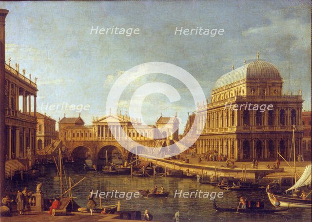 Capriccio with Palladian buildings (Capriccio con edifici palladiani), c.1756. Creator: Canaletto (1697-1768).