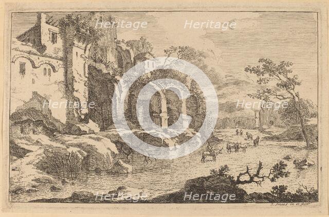 Building in Ruins at the Side of a River. Creator: Jan Smees.