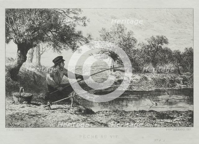 Fishing. Creator: Charles-Émile Jacque (French, 1813-1894).