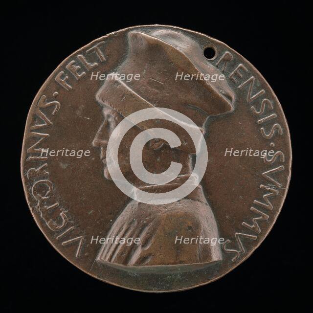Vittorino de' Rambaldoni da Feltre, 1379-1446, Humanist [obverse], c. 1446. Creator: Pisanello.