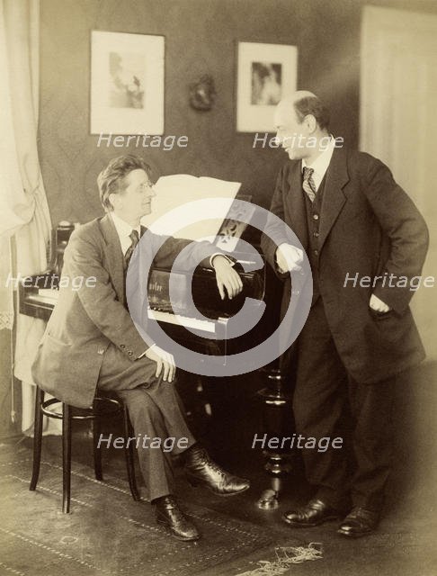 Alexander Zemlinsky and Arnold Schönberg in Prague, 1917. Creator: Photo studio Schlosser & Wenisch, Prague  .