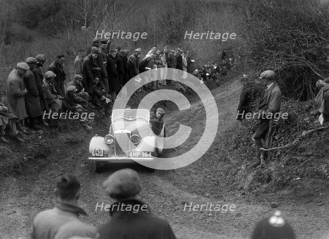Hillman Aero Minx of V Wherry competing in the MCC Lands End Trial, 1935. Artist: Bill Brunell.