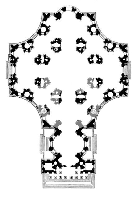 Ground plan of St Paul's Cathedral, London, second design, 17th century (1882). Artist: Unknown
