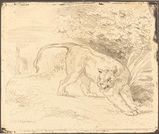 Tigre en arrêt, 1854. Creator: Eugene Delacroix.