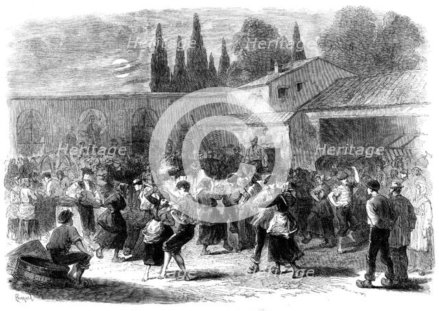 The Vintage of Medoc: evening dance of vineyard labourers, 1871. Creator: Unknown.