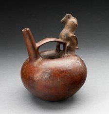 Single Spout Vessel with Bird Attached to Strap Handle, 200 B.C./A.D. 200. Creator: Unknown.