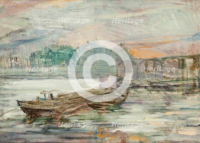 Barges on the Seine, 1893. Creator: Stanislaw Wyspianski.