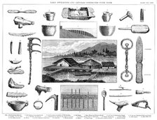 Lake dwellings and associated artefacts from Lake Zurich Switzerland, 1888. Artist: Unknown