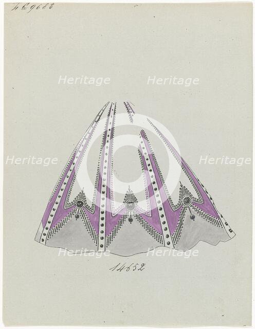 Wide skirt in purple, c.1865. Creator: Anon.