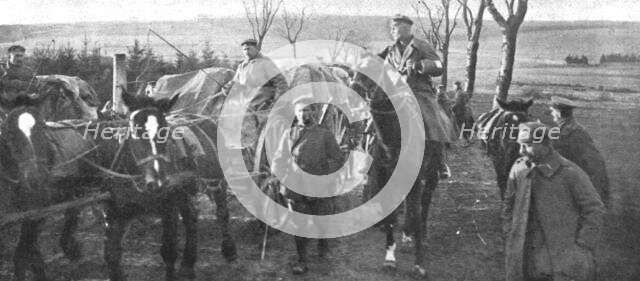 'Ils S'en Vont; Convoi conduit par un officier', 1918. Creator: Unknown.