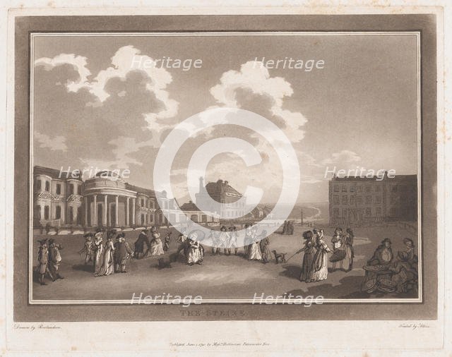 The Steine (An Excursion to Brighthelmstone), June 1, 1790., June 1, 1790. Creators: Thomas Rowlandson, Samuel Alken.