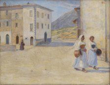 Young women going to the well at midday, Cività d'Antino, 1890. Creator: Henry Lørup.